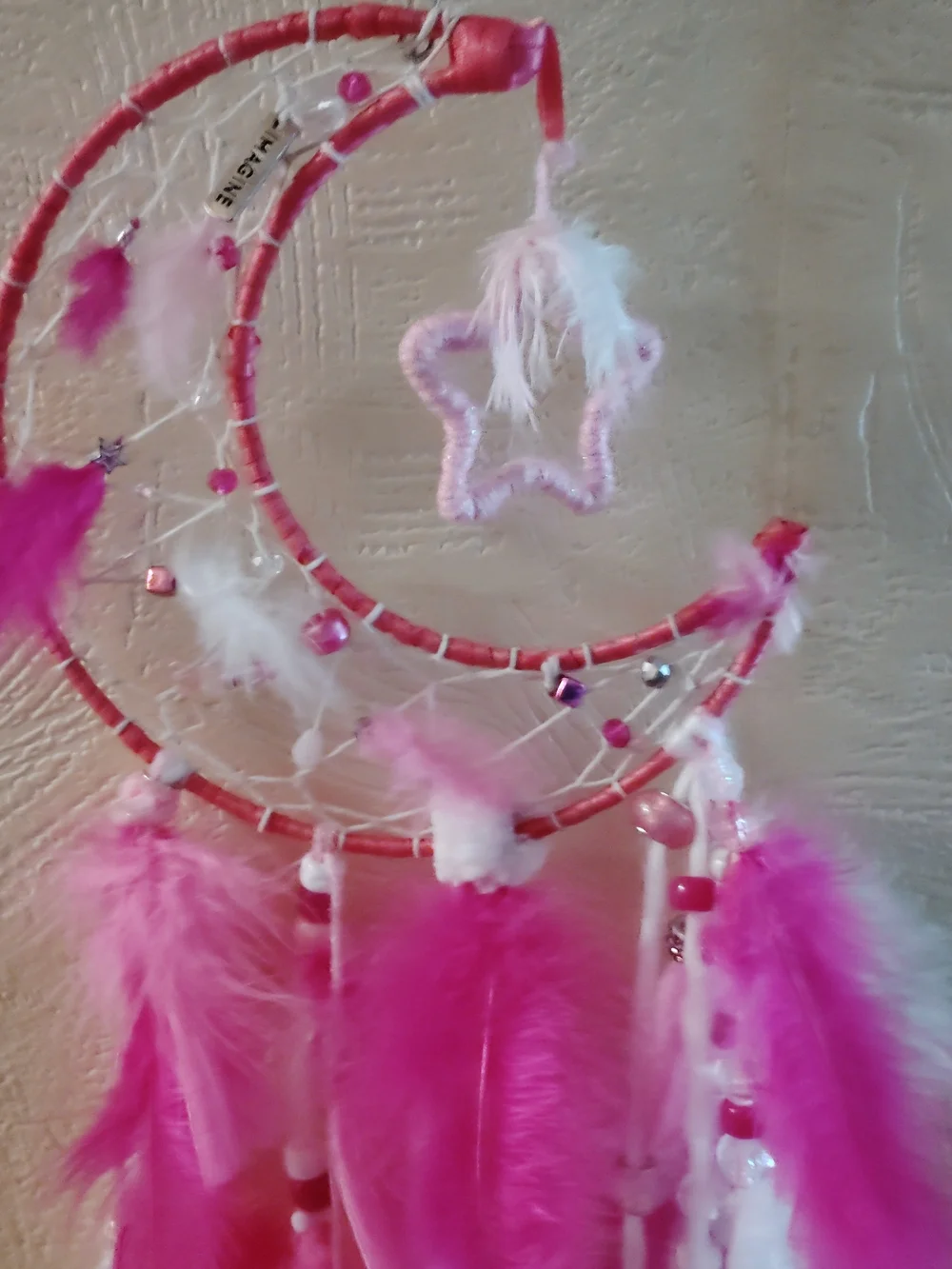 Pink Star Moon Dreamcatcher Kids Wall Hanging